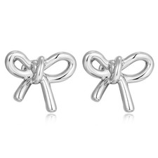 Silver Bow Stud Earrings for Women Dainty Silver Bow Earrings Holiday Jewelry