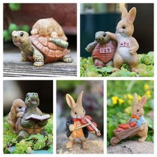 Multicolor Cartoon Rabbit Figurines Lawn Animal Sculpture  Indoor Outdoor
