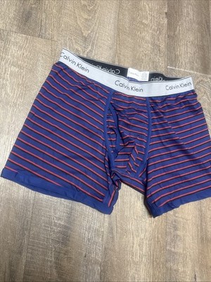 CALVIN KLEIN Stripe Cotton Stretch Trunk - Large, blue , Black, Orange