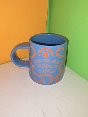 16oz Stoneware Emotional Support Coffee Mug Blue - Room Essentials : Micro