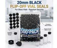 20mm Black Flip Off Vial Seals Aluminum Plastic Caps for Glass Serum Vials 500PK