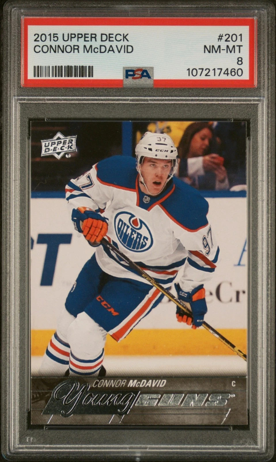 2015-16 Upper Deck Connor McDavid Rookie Young Guns #201 PSA 8 NM-MT