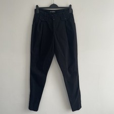 Dolce & Gabbana Trousers Pleated Tapered Sz 40 W30 Black Zip Hems Vintage Y2K