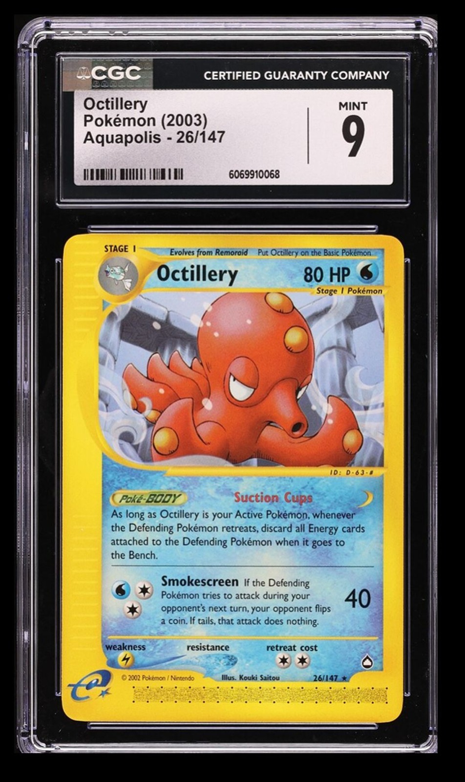 2003 Pokemon E-Card - Aquapolis Octillery CGC 9 English #26/147 Stage 1/Rare