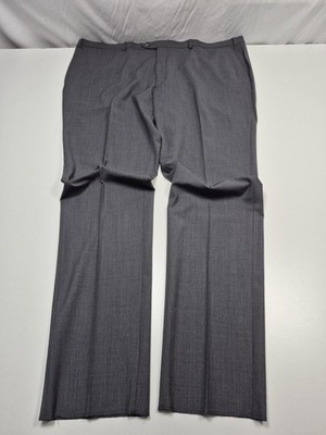 Giles & Jasper Dress Pants Mens 49x36 Gray Wool Stretch Flat Front Unhemmed