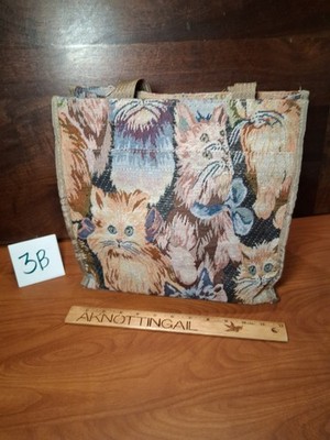 Vintage Tapestry Cat Bag Crazy Cat Lady Tote Bag 12''