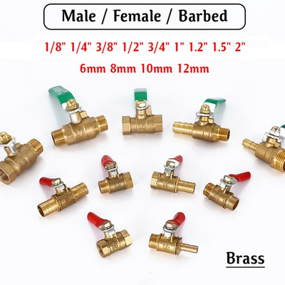 #ad #ad BSP Thread Brass Ball Valve Hose Barb Inline Water Gas Fuel Line Shut off Valves $195.79