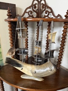 Antique Handmade Ship From Horn ￼