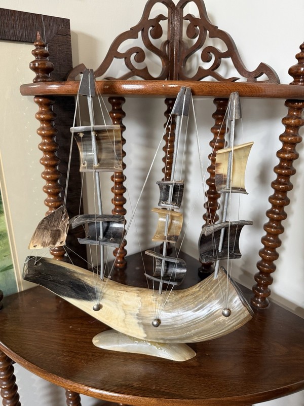 Antique Handmade Ship From Horn ￼