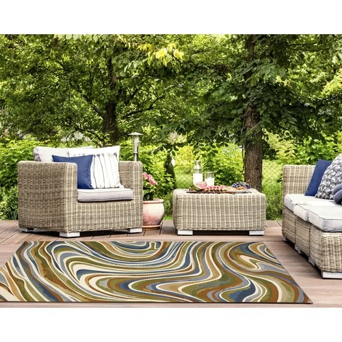 Marina Indoor/Outdoor Power Loomed Synthetic Blend Low Profile Area Rug - Tra... - Picture 4 of 9