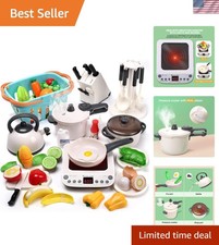 Pretend Play Kitchen Toy with Cookware Steam Pressure Pot and Electronic Indu...