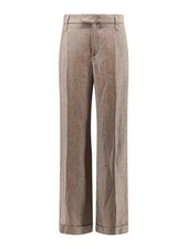 BRUNELLO CUCINELLI WOMEN'S LIGHT BROWN LINEN TROUSERS MSRP 2635 SIZE 36