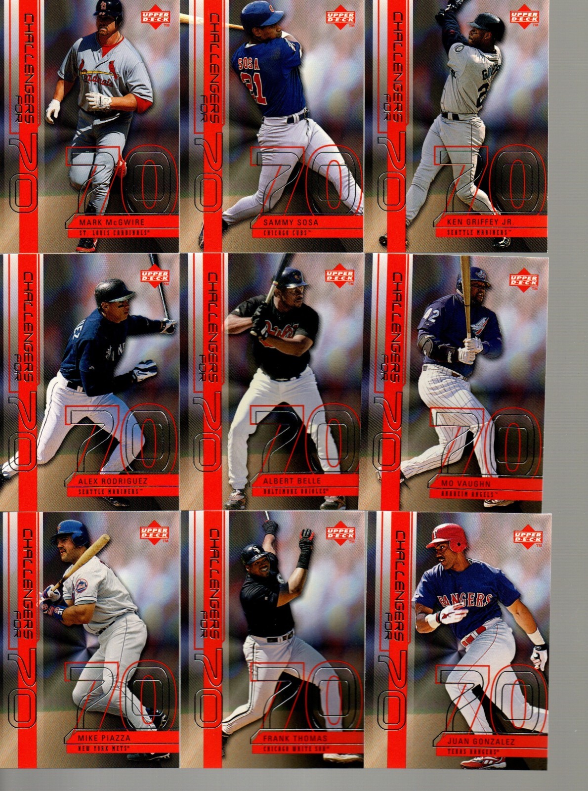 1999 Upper Deck Challengers for 70 Challengers Inserts Complete Set 1 - 30