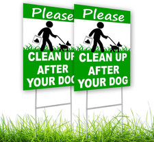 2 PC Clean up after Your Dog Signs, 12X8 DS Coroplast No Pooping Dog Signs with