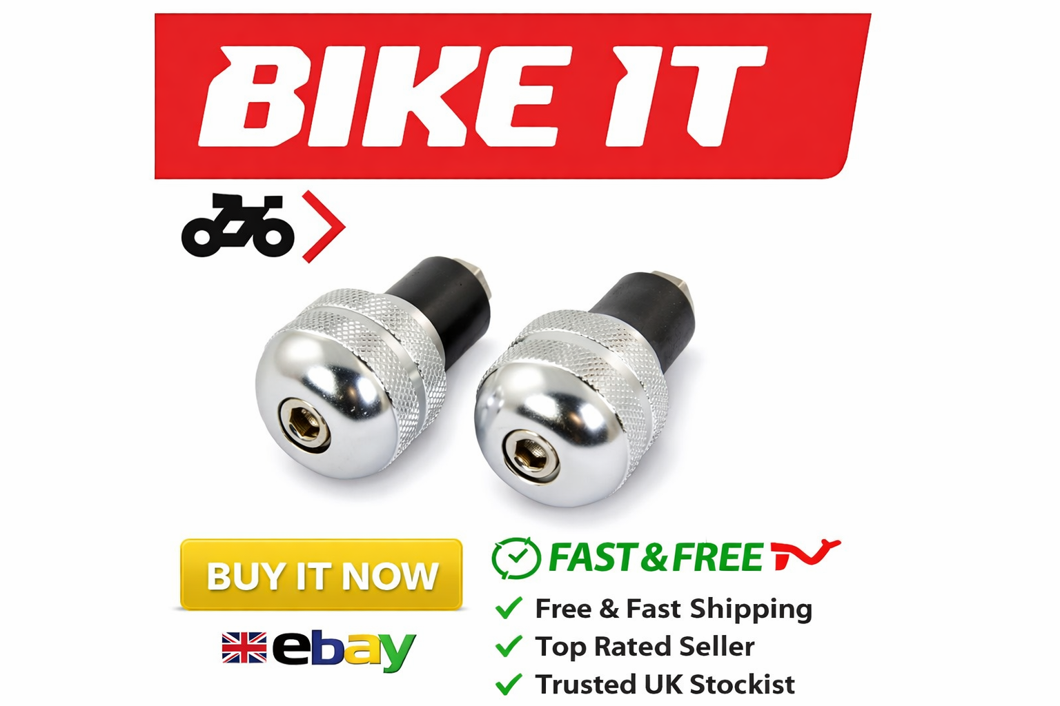 Motorbike Bar Ends Motorcycle Handlebar Weights Chrome Aluminium Universal
