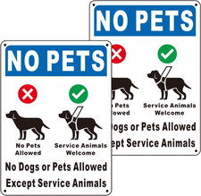 2 Pack No Pets Allowed Sign, No Dog Signs - 10X7 Inch Aluminum No Pet Signage,