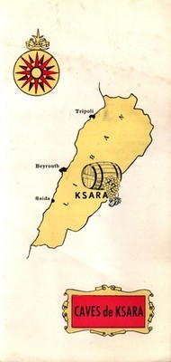 Vintage 1950s Caves de Ksara Winery Lebanon Map Brochure Tri-Lingual