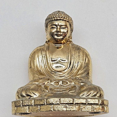 Vintage Gold Toned Buddha 2'', Engraved ''Tokura Daibutguden'' Temple Nara Japan