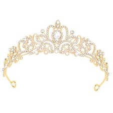 Tiara Crowns for Women Girls - Bridal, Wedding, Prom, Quinceanera, Gold