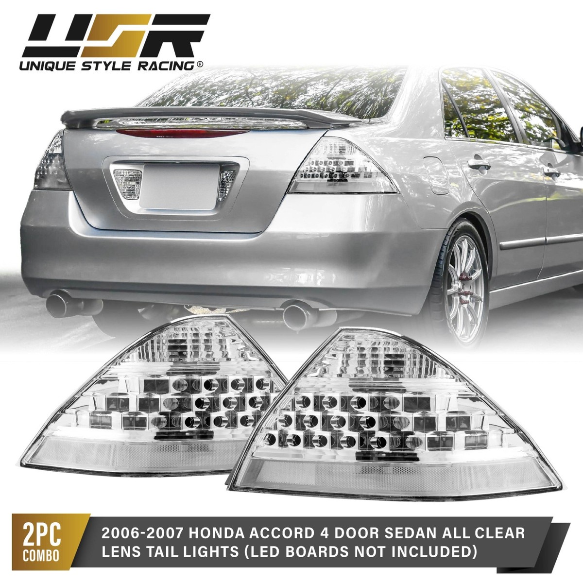 OE All Clear Tail Light Set (L+R) for 06-07 Honda Accord 4D Sedan
