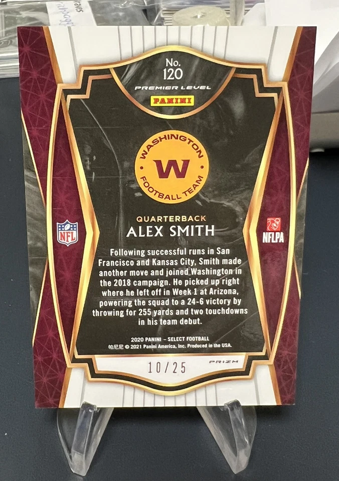 2020 Panini Select Football Premier Level Tie-Dye Prizm #120 Alex Smith #10/25!! - Image 2 of 2