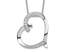 (CZ) I Love You Mom Pendant in Antiqued SS w Chain