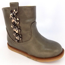 NEW Childrens Place Gray Fleece Lined Flower Little Girls Cozy Boots Size 9.0 K