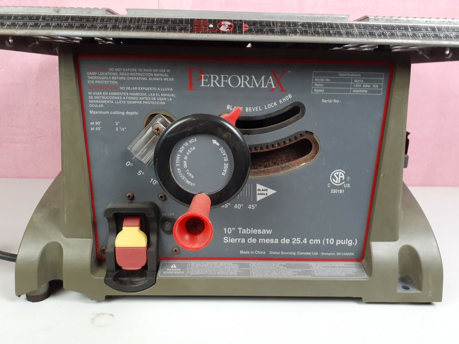 10 INCH 10" PERFORMAX TABLE TOP SAW 5000 RPM 120V 60HZ 15A TABLESAW