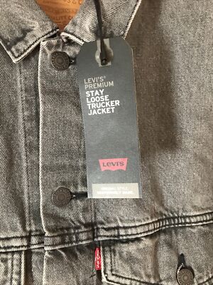 Levis Premium Mens Trucker Jean Jacket OVERSIZED Stay Loose Grey