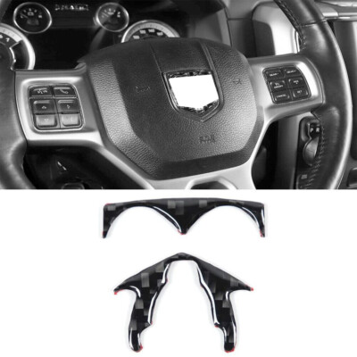 Carbon Fiber Steering Wheel Center Cover Trim Sticker for Dodge Ram 1500 2010-15