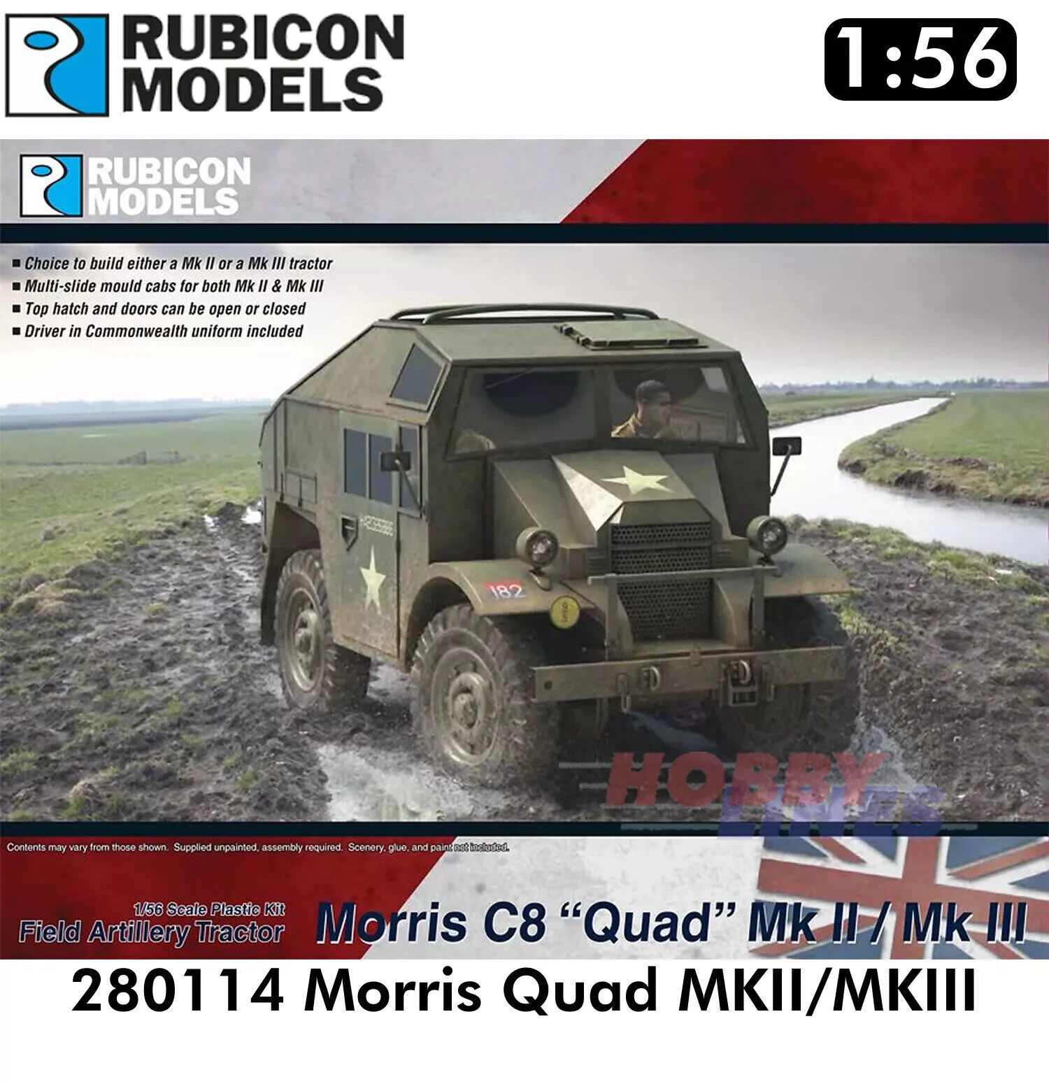 British Morris C8  Quad MKII/MKIII Truck Model Kit 1:56 Rubicon Models 280114