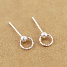 925 Sterling Silver Women Tiny Circle Post Stud Earrings Ear Studs A1142