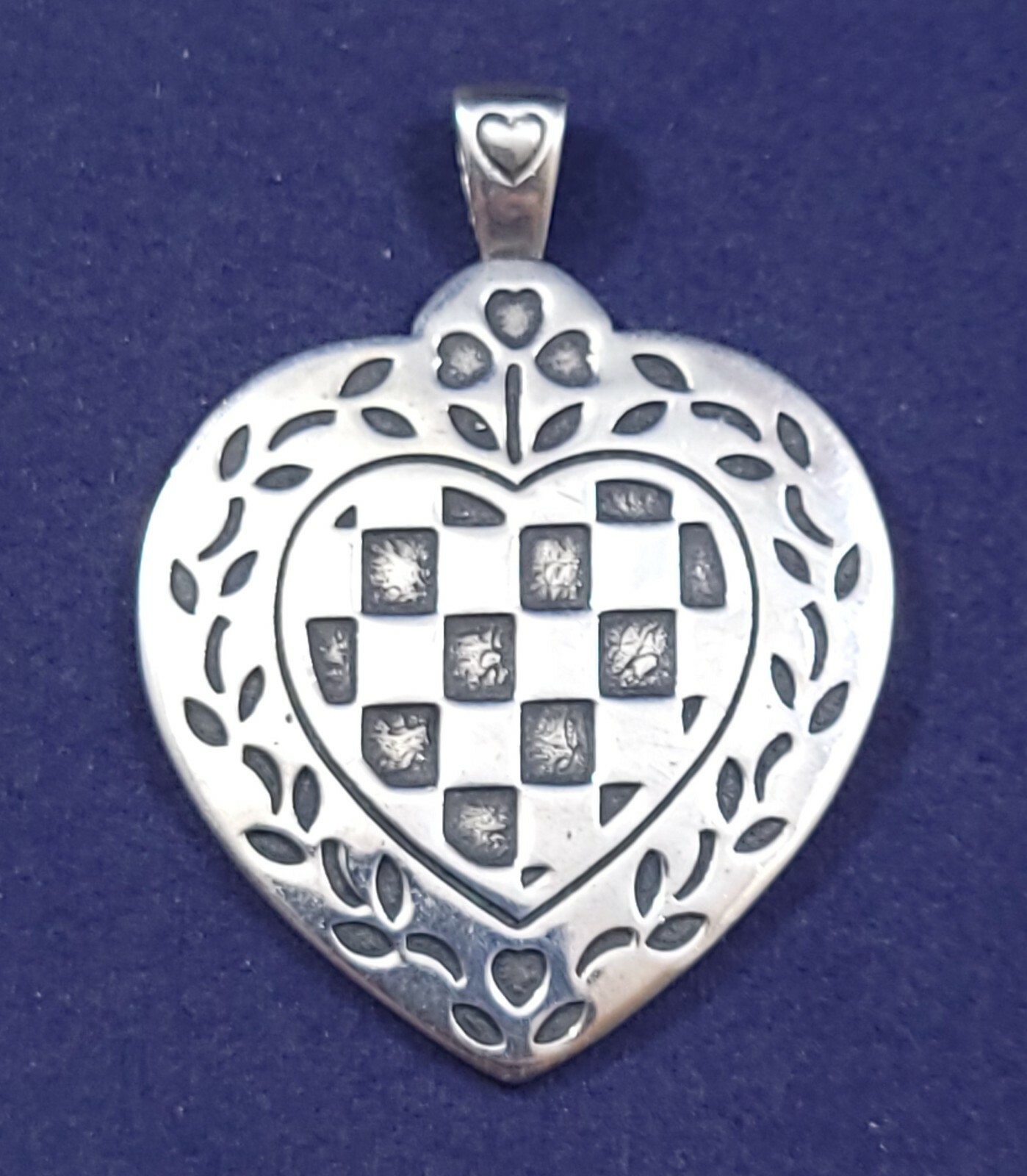 James Avery Patchwork Heart Pendant Sterling Silv… - image 1