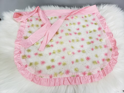 Vintage mid century 50s gold pink  half apron space age atomic era Mom Housewife