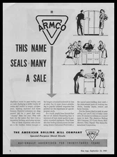 1947 American Rolling Mill Company Armco "This Name Seals Many A Sale" Print Ad