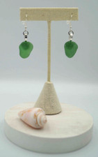Green Sea Glass Pieces: Cone Shaped Earring Pair E 39