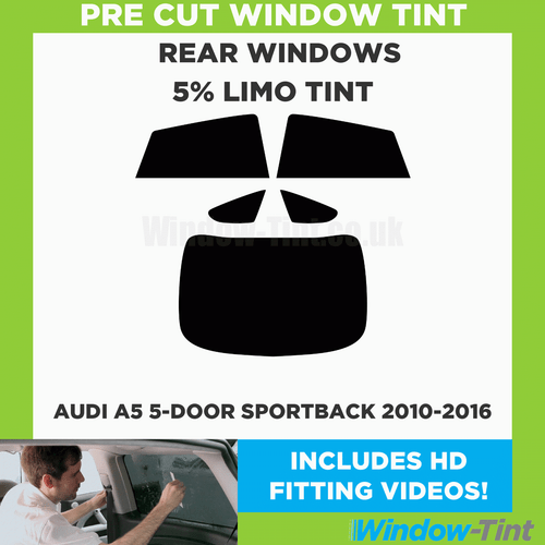 Pre Cut Window Tint for Audi A5 5-door Sportback 2010-16 5% Limo Black Rear Film - Picture 2 of 10