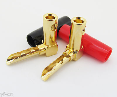 50pcs Angle Audio BFA-Z Hollow Pin Banana Plug Speaker Cable Connectors Gold