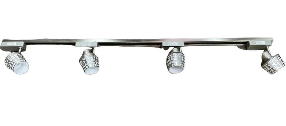 Kit de iluminación de pista lineal LED de 4 luces con pantalla de canasta convertible de acero cepillado Foto 2 de 2