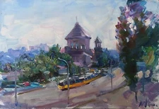 Oil Painting View From The Station Kuzeminsky N.Unframed Original Decor nAAA2061