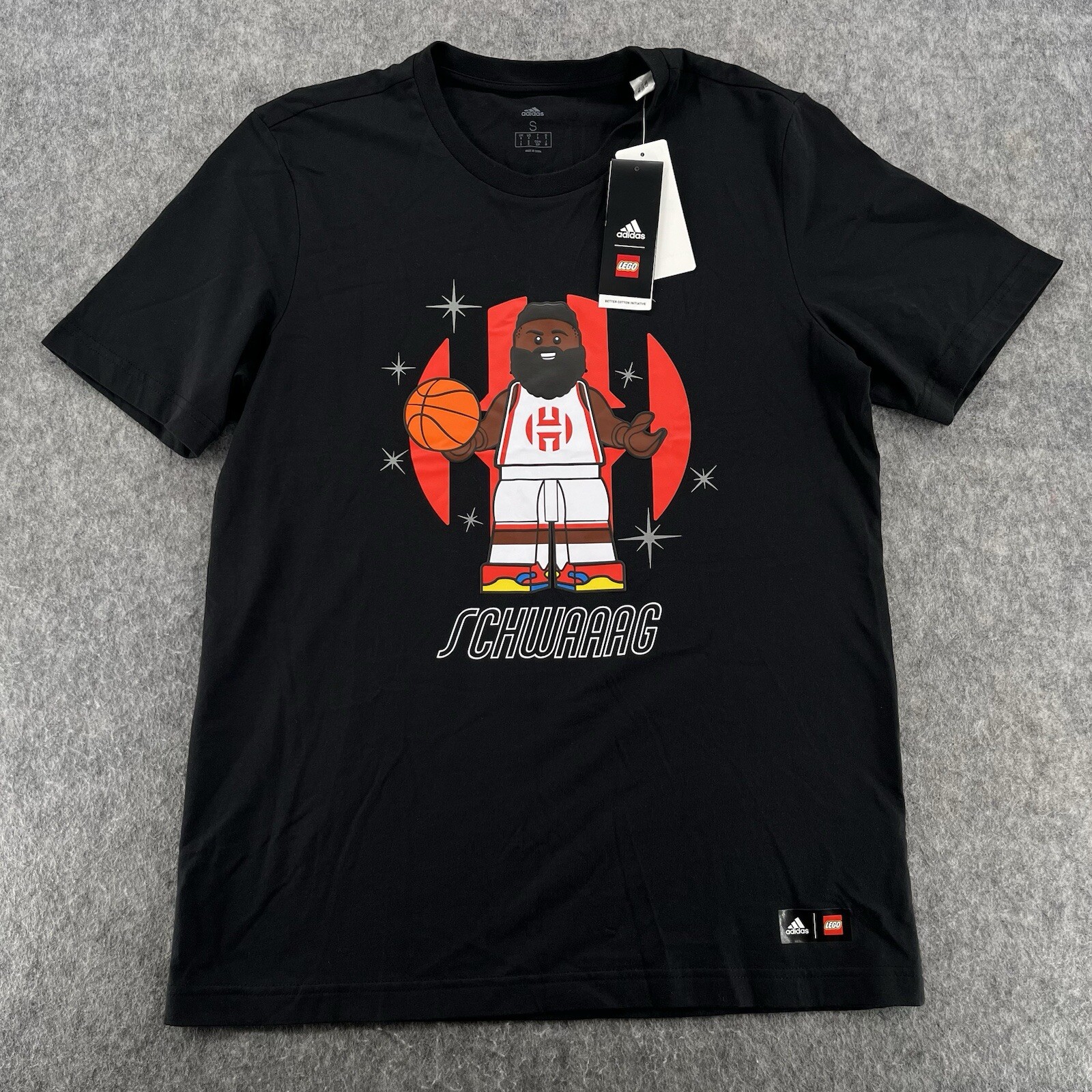 Adidas Lego Mens Black James Harden Schwaaag T Shirt Size S NEW