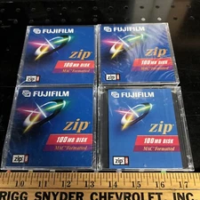 Lot Of 4 Zip 100mb FUJIFILM blank storage disc for MAC, NEW