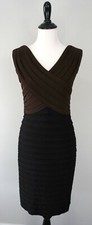 ADRIANNA PAPELL Brown Black Tiered Stretch Bodycon Dress Size 8 EUC