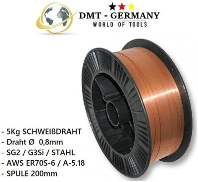 DMT GERMANY 5KG SG2 G3Si SCHWEIßDRAHT Ø 0,8mm MIG / MAG - Schutzgas Stahldraht