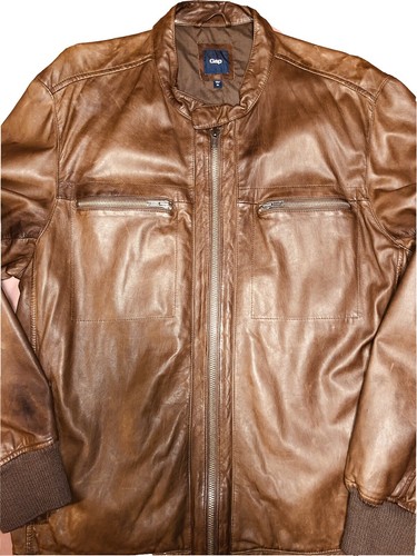 Vintage GAP 90s Y2K Oxblood Red Lined Heavy Leather Jacket Size S