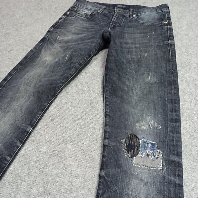 Scotch & Soda Ralston Herren Jeans W28 L34 Grau Slim Straight Fit Knöpfe Patchen