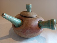 POTTERY - Unique Illegibly Signed Abstract Clay Studio Art Teapot Sculpture 8x8