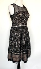 Eliza J  Black Lace Crochet Net Skirt  Dress NWT Retails $178 Price $82 Size 10