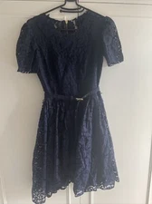 Whistles Navy Blue Lace A-line Dress For Wedding/cokctails Size 6
