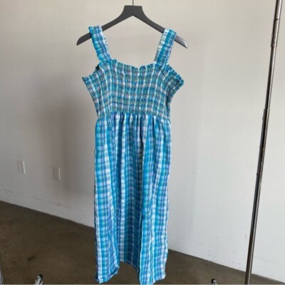 blue plaid apron dress Blue Plaid Doll Collar Dress, Blue / 18-24M